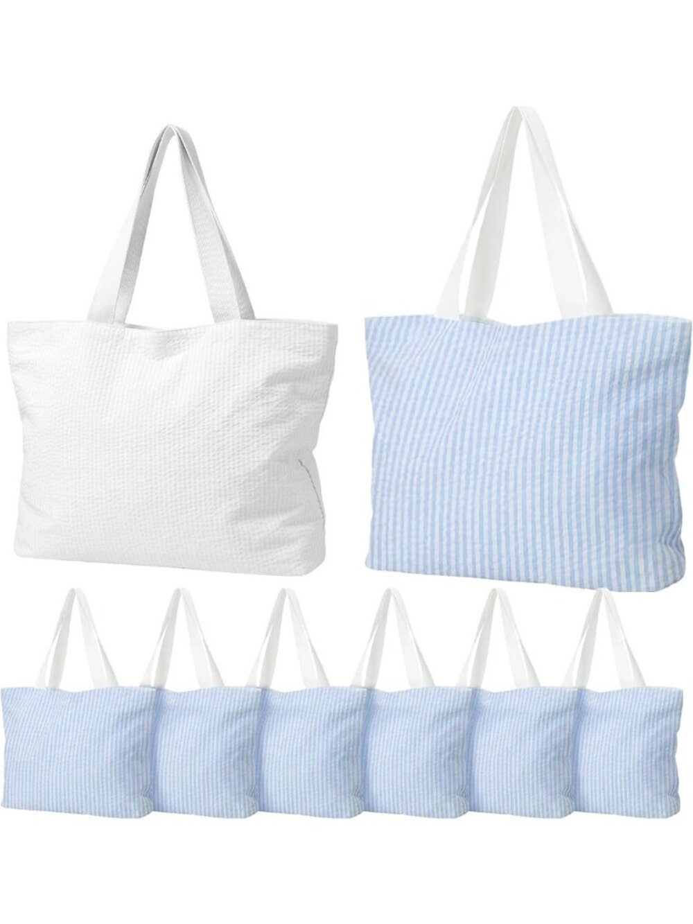 Stylish Striped Seersucker Tote Bag for Women | Perfect Bridesmaid Gift
